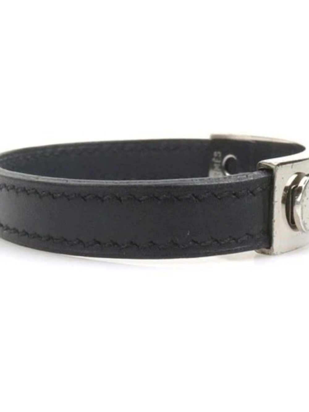 Auth HERMES Pusupusu Bracelet Black/Silver Leather/Metal - 56347a - Picture 3 of 10